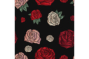 Embroidery seamless pattern with roses.
