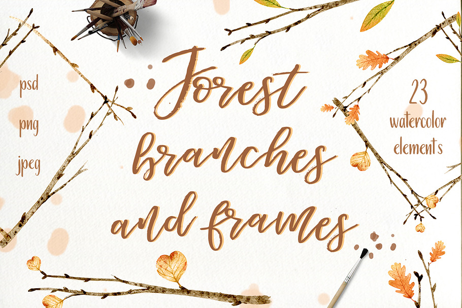 Forest branches and frames in Illustrations - product preview 8