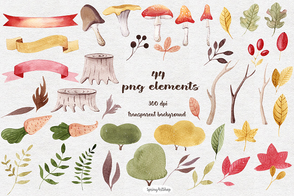 Big autumn set Forest animals in Illustrations - product preview 1
