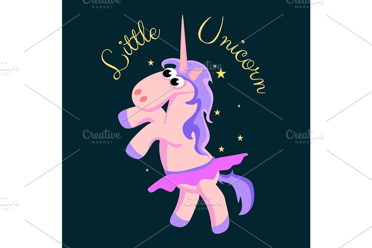 cute unicorn isolated set, magic pegasus flying with wing and horn on rainbow, fantasy horse vector illustration, myth creature dreaming on colored background, greeting card text template in Illustrations - product preview 8