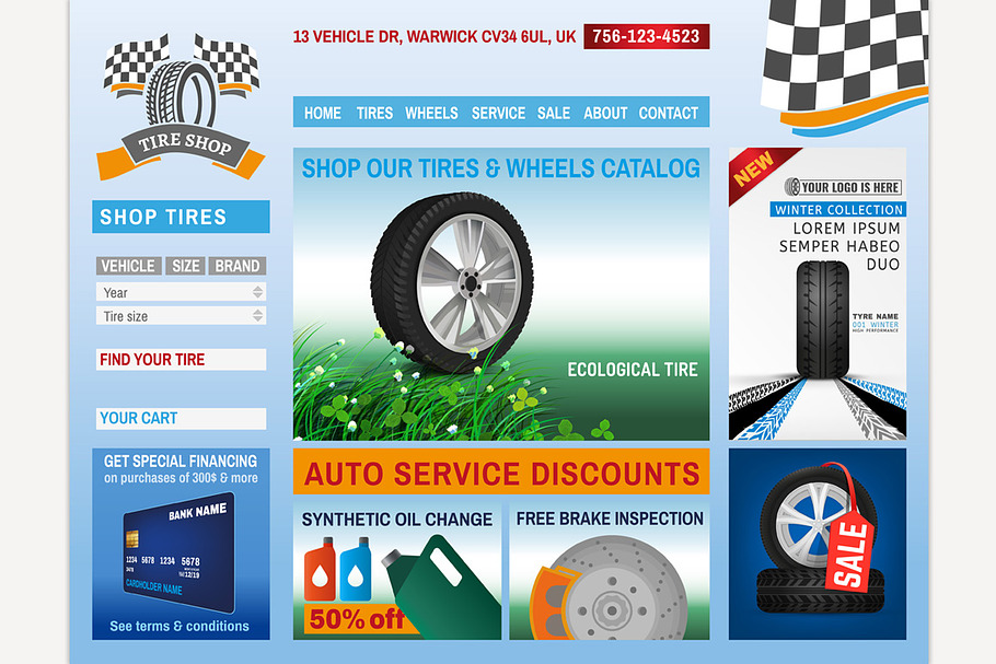 Tire Shop Website Design in Illustrations - product preview 8