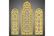 Stained-glass windows with flowers ornament