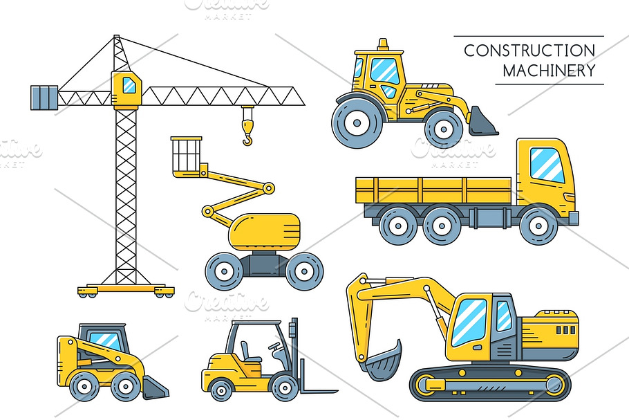 Construction transport icons in Illustrations - product preview 8