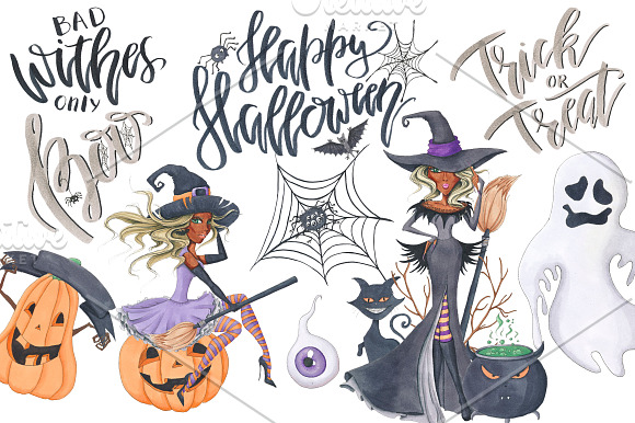 Halloween Hand-painted Clipart in Illustrations - product preview 2