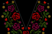 Neck line embroidery with roses
