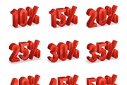 Discount numbers isometric 3d set