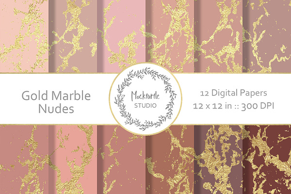 Gold Nudes Marble digital paper