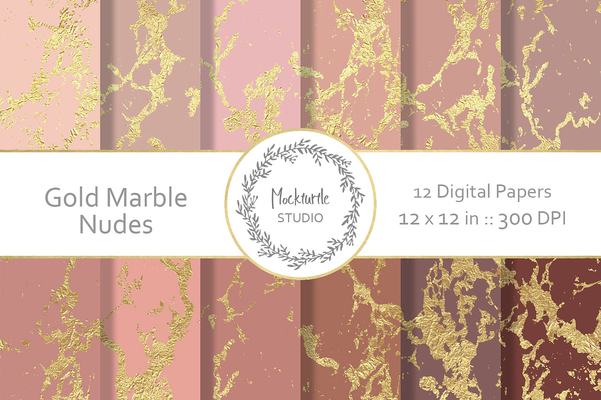 Gold Nudes Marble digital paper in Textures - product preview 8