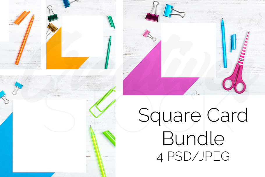 Square Card Bundle - 4 JPEG/PSD in Print Mockups - product preview 8