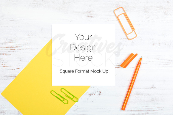 Square Card Bundle - 4 JPEG/PSD in Print Mockups - product preview 1