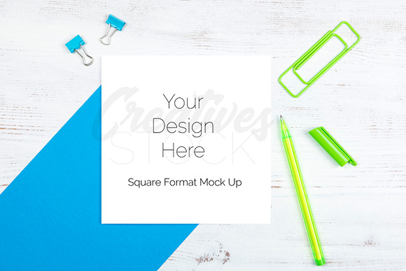 Square Card Bundle - 4 JPEG/PSD in Print Mockups - product preview 2