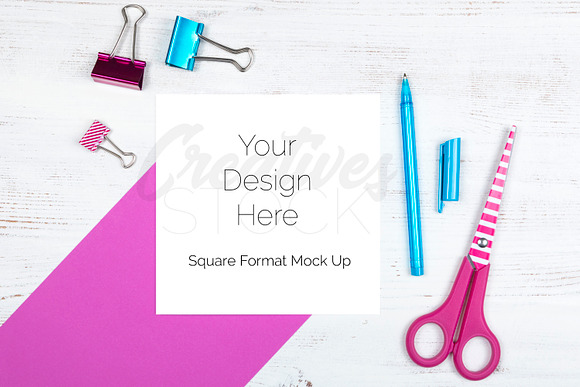 Square Card Bundle - 4 JPEG/PSD in Print Mockups - product preview 3
