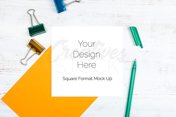 Square Card Bundle - 4 JPEG/PSD in Print Mockups - product preview 4
