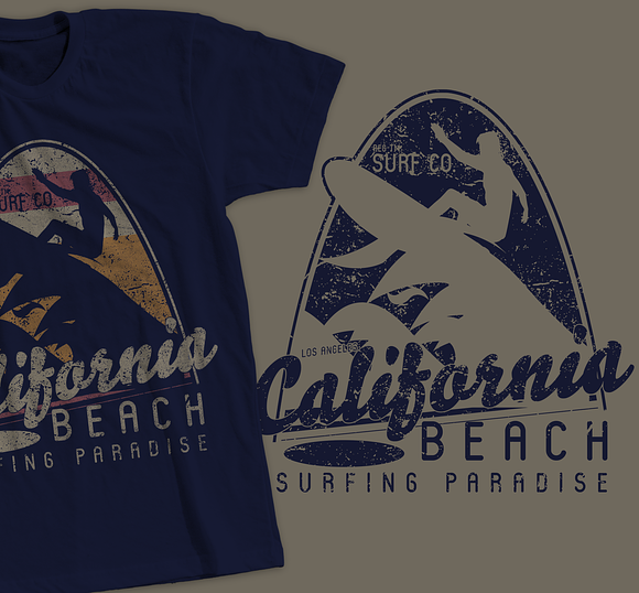 Retro Vintage Surf Designs 5 Tshirts in Illustrations - product preview 1