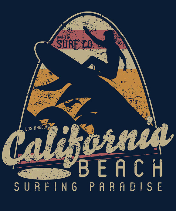 Retro Vintage Surf Designs 5 Tshirts in Illustrations - product preview 7