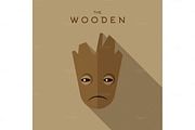 Mask wooden Hero superhero flat style icon vector logo, illustration, villain 