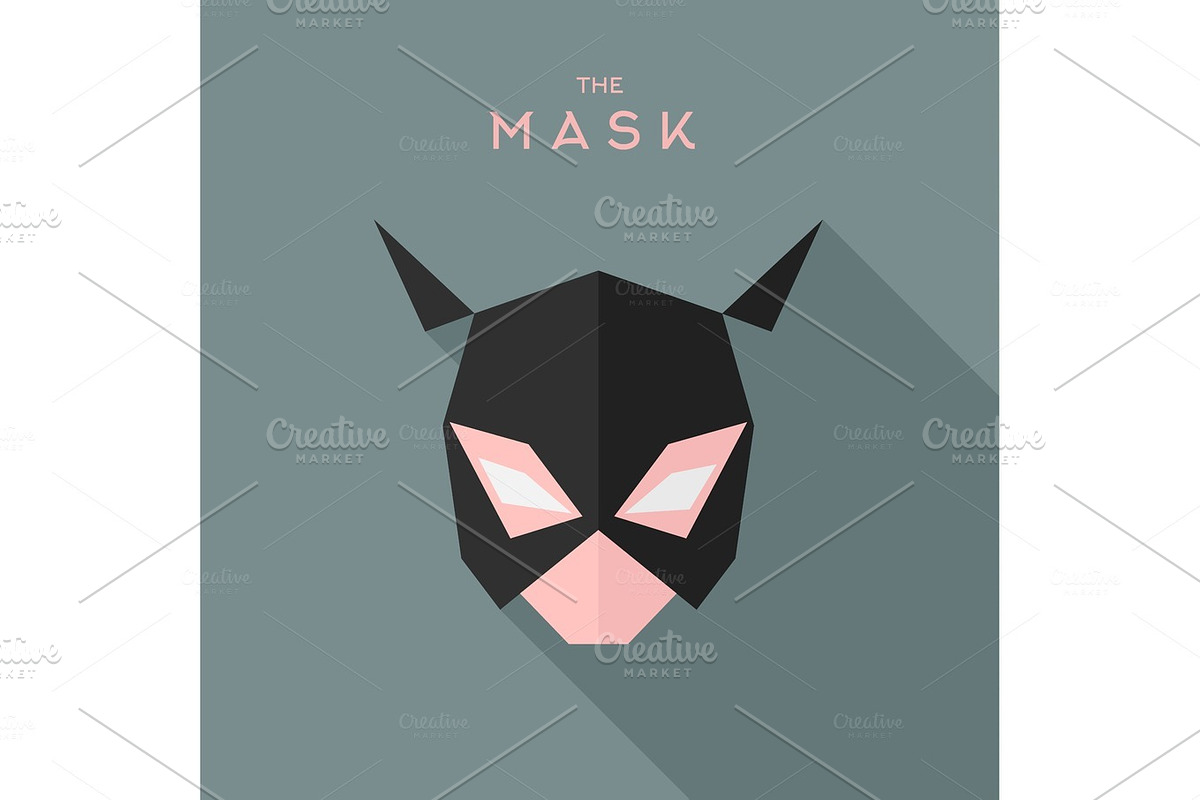 Mask Catwoman Super Hero Logo flat in Illustrations - product preview 8