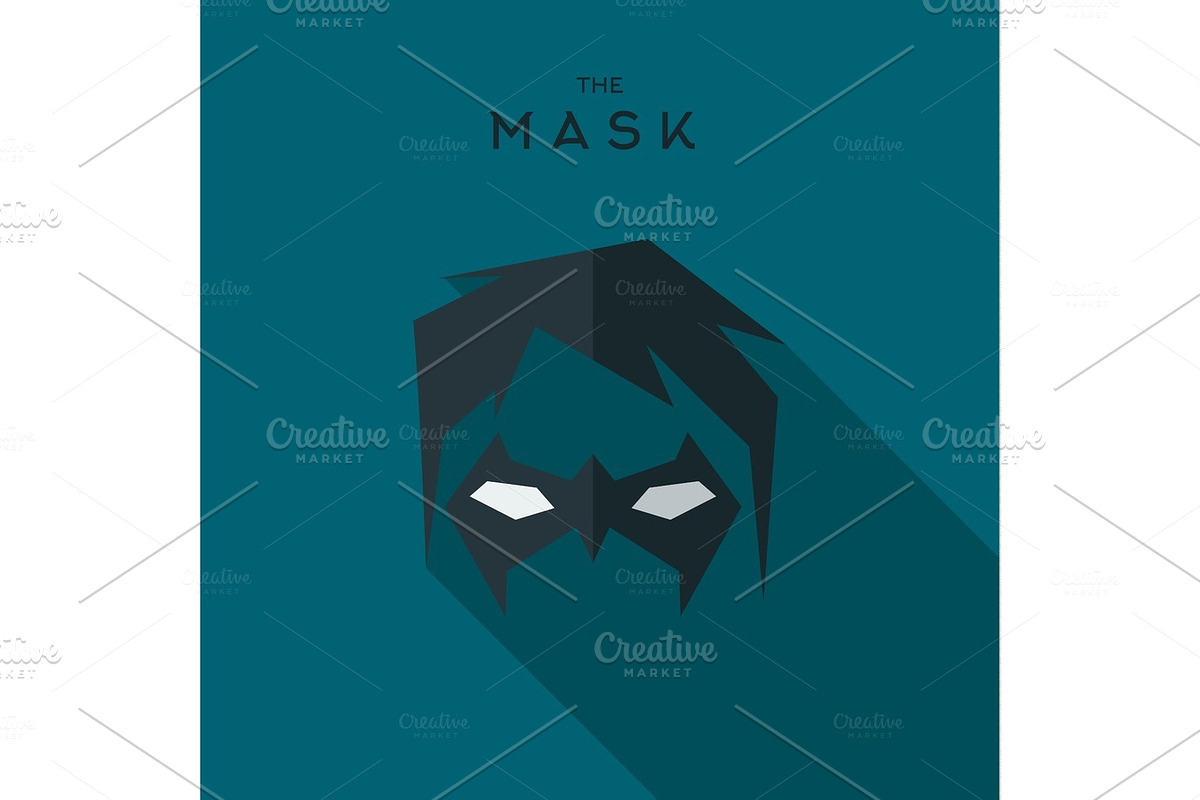 Mask Hero superhero flat style icon vector logo, illustration, villain  in Illustrations - product preview 8