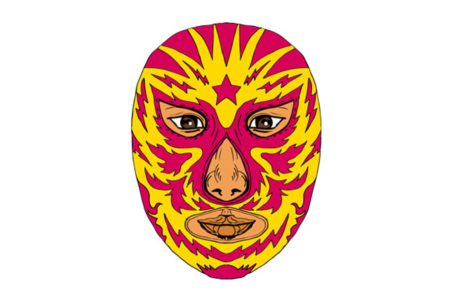 Luchador Mask Star Lightning Bolt  in Illustrations - product preview 8