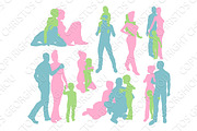 Happy family detailed silhouettes