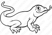 Komodo Dragon Lizard Cartoon Character