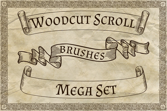 Woodcut Scroll Brushes Mega Set in Photoshop Brushes - product preview 4