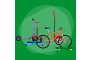 isolated electric scooter, one and two-wheeled mobility  vehicle vector illustration, Eco alternative city transport