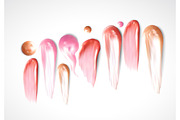 Collection of various Smears lipstick on white background.