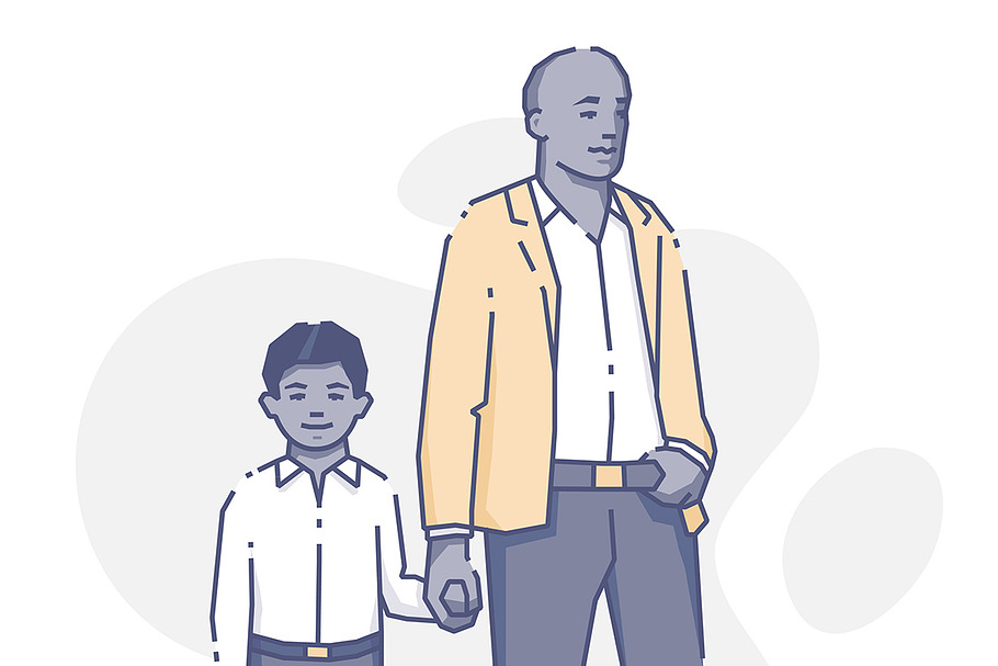 Black man standing with son in Illustrations - product preview 8