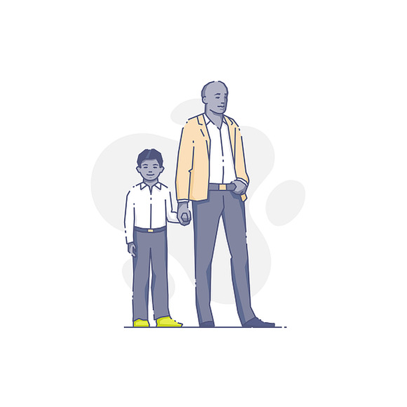 Black man standing with son in Illustrations - product preview 1