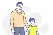 Man standing with son