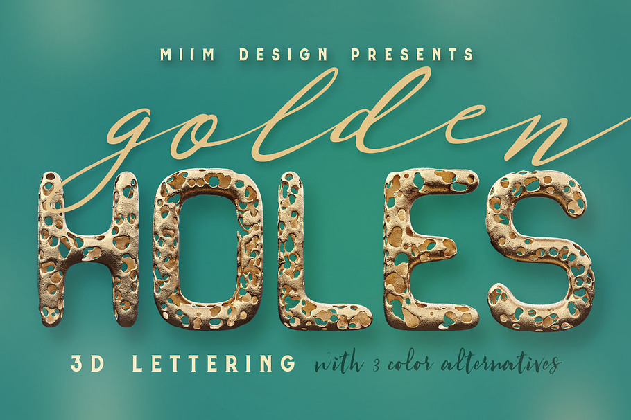Full Of Holes - Golden 3D Lettering