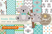 Koala Boy Digital Papers & Clipart