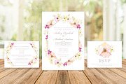 Pink & Green Floral Wedding Invite