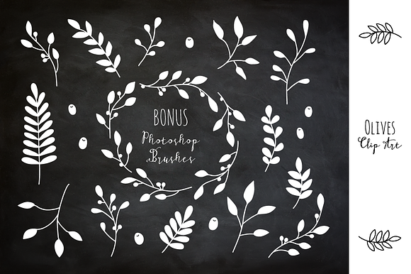 Olive Branches Clip Art and Vectors in Illustrations - product preview 1