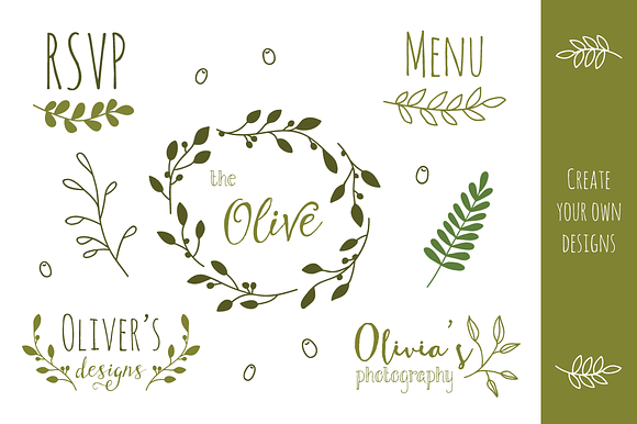 Olive Branches Clip Art and Vectors in Illustrations - product preview 2