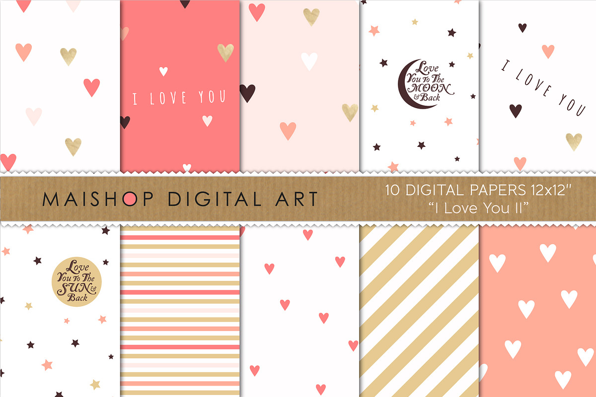 Digital Paper - I Love You II in Patterns - product preview 8