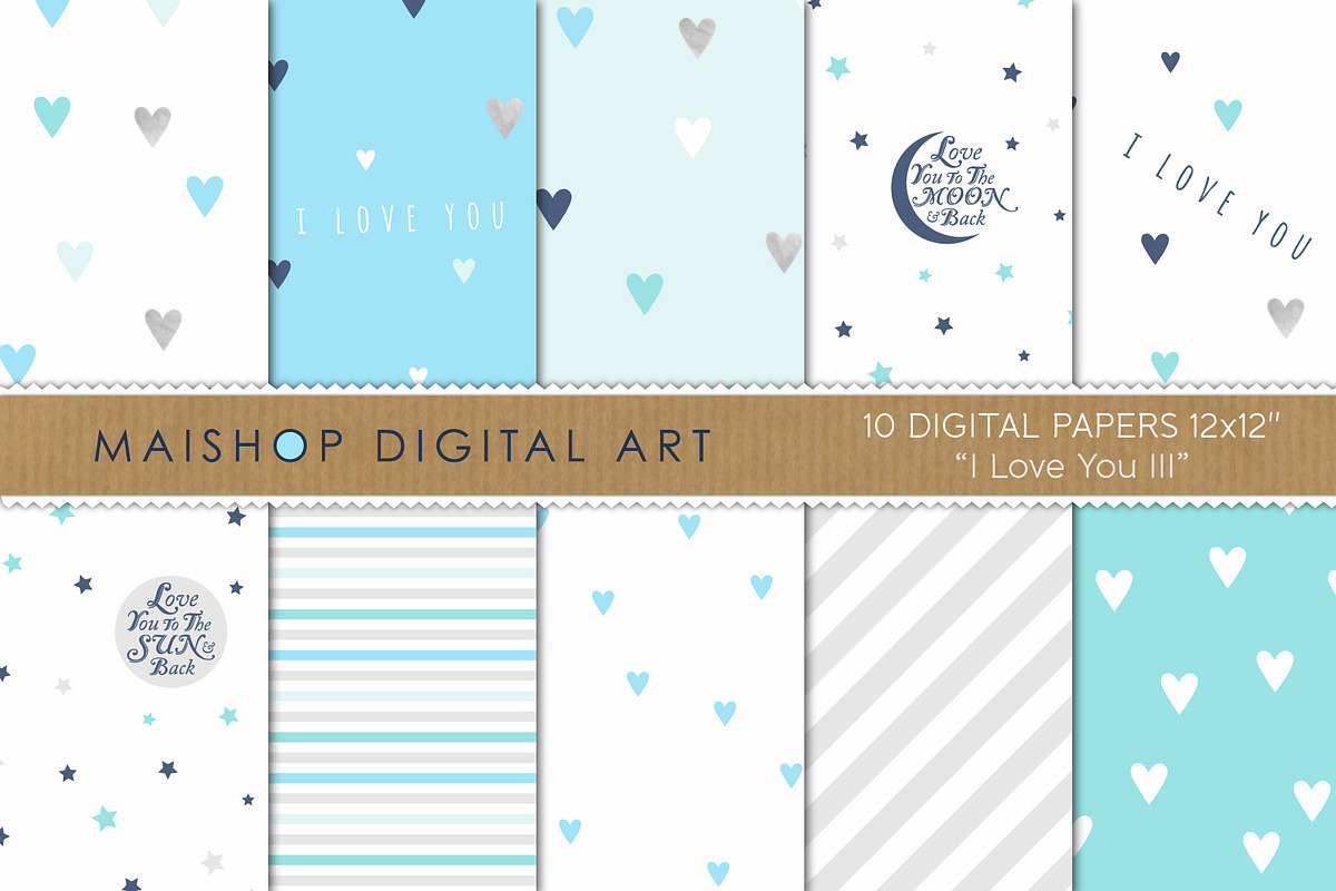 Digital Paper - I love you III in Patterns - product preview 8