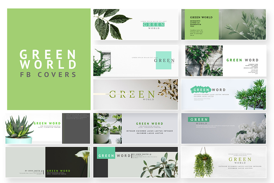 Green Word - FB Cover Pack in Facebook Templates - product preview 8