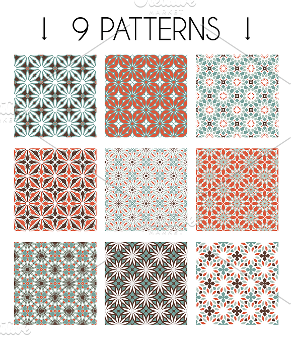 9 geometric patterns set in Patterns - product preview 1