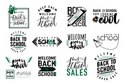 Vector Set of back to school, sale retro style elements.