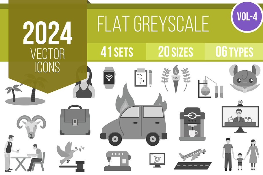 2024 Vector Greyscale Icons (V4) in Icons - product preview 8