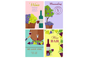 Winemaking and Wine Bar Promotional Posters Set