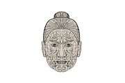 Maori Face with Moko facial Tattoo