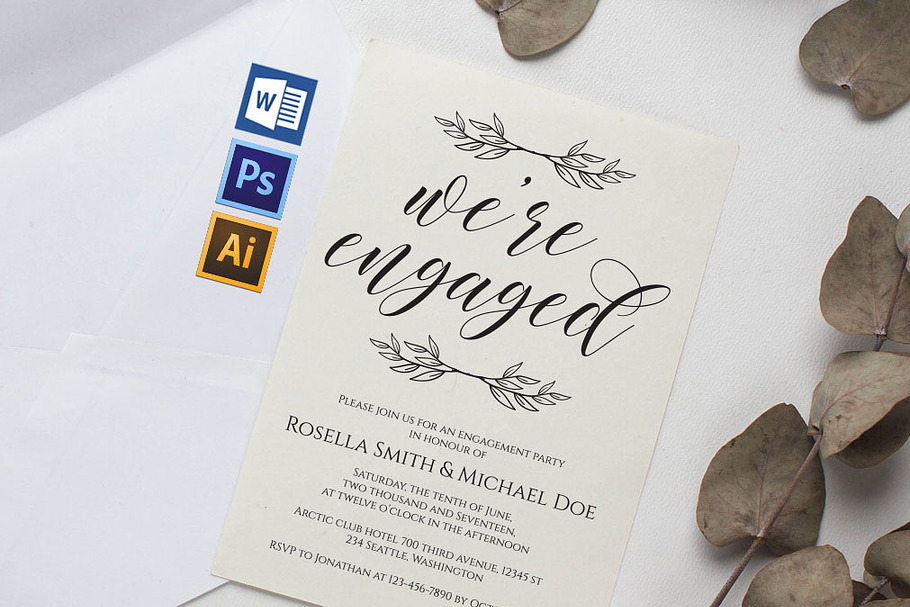 Engagement Party Invitation SHR227 in Wedding Templates - product preview 8