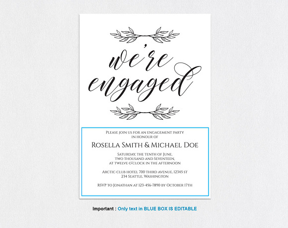 Engagement Party Invitation SHR227 in Wedding Templates - product preview 3