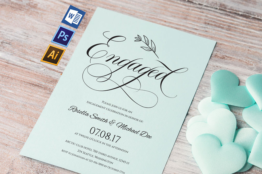 Engagement Party Invitation SHR228 in Wedding Templates - product preview 8