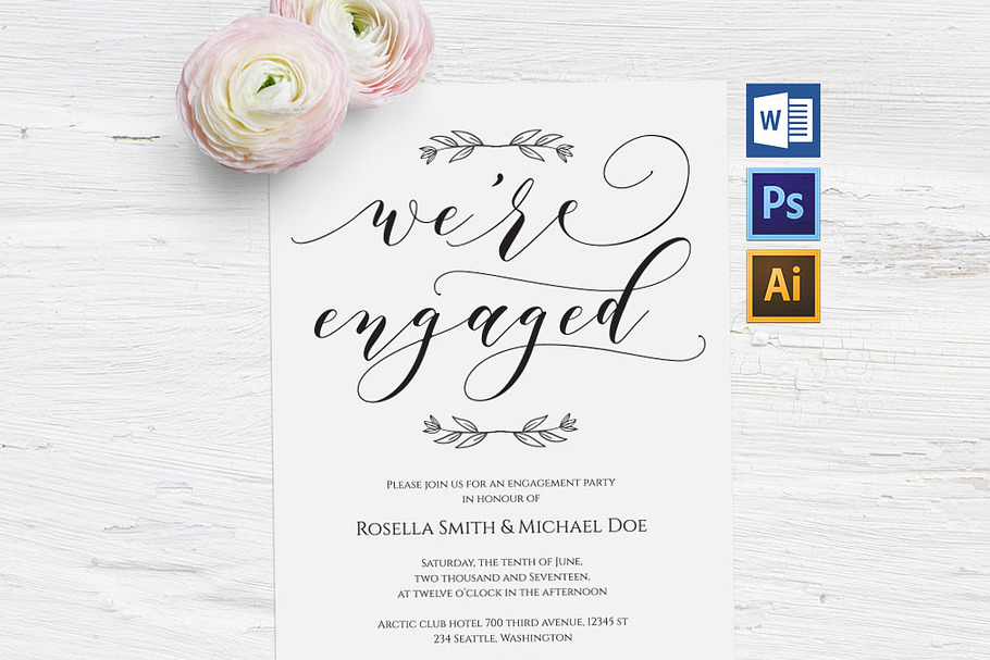 Engagement Party Invitation SHR230 in Wedding Templates - product preview 8