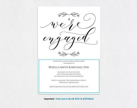 Engagement Party Invitation SHR230 in Wedding Templates - product preview 3