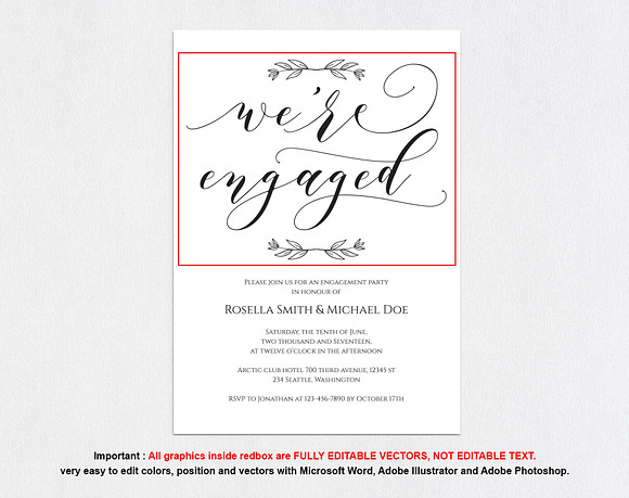 Engagement Party Invitation SHR230 in Wedding Templates - product preview 4